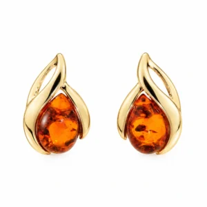 Ohrstecker Gold 375 Bernstein „Wellenklang“ für Damen