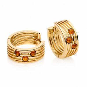 Creolen Bernstein Silber 925 24ct. vergoldet Goldene Dünen Cognac mit echtem Cognac-Ostseebernstein