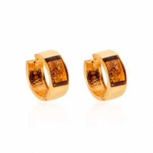 Creolen Bernstein Silber 925 24ct. vergoldet Essence Cognac mit echtem Ostseebernstein