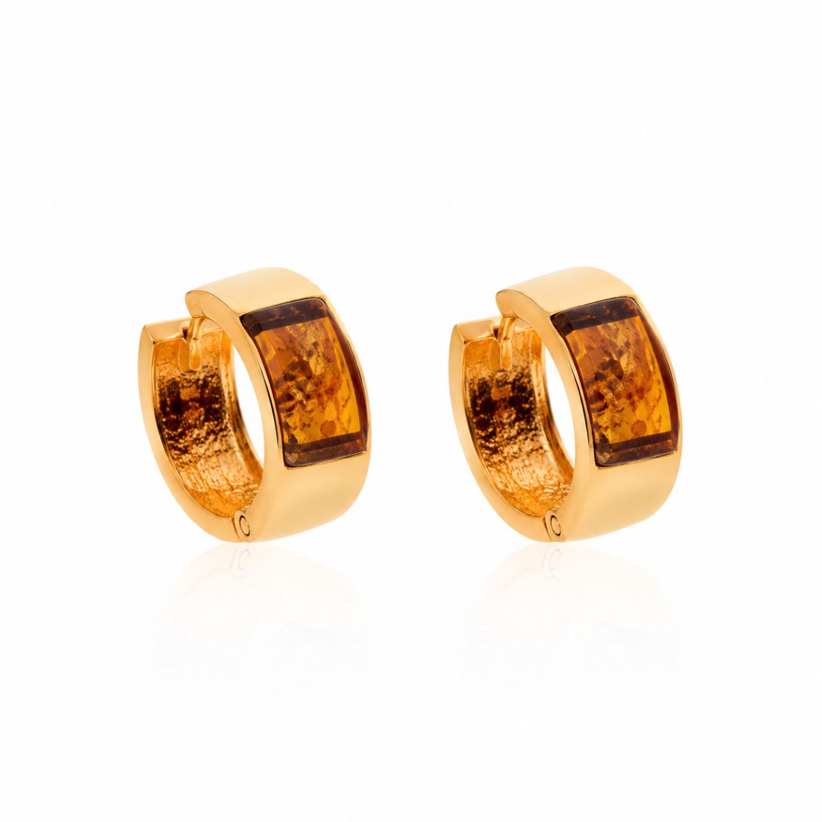 Die Essenz des Bernsteins Creolen Bernstein Silber 925 24ct. vergoldet Essence Cognac mit echtem Ostseebernstein