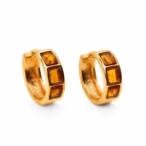 Creolen Bernstein Silber 925 vergoldet Bernstein Horizonte Cognac mit echtem Ostseebernstein