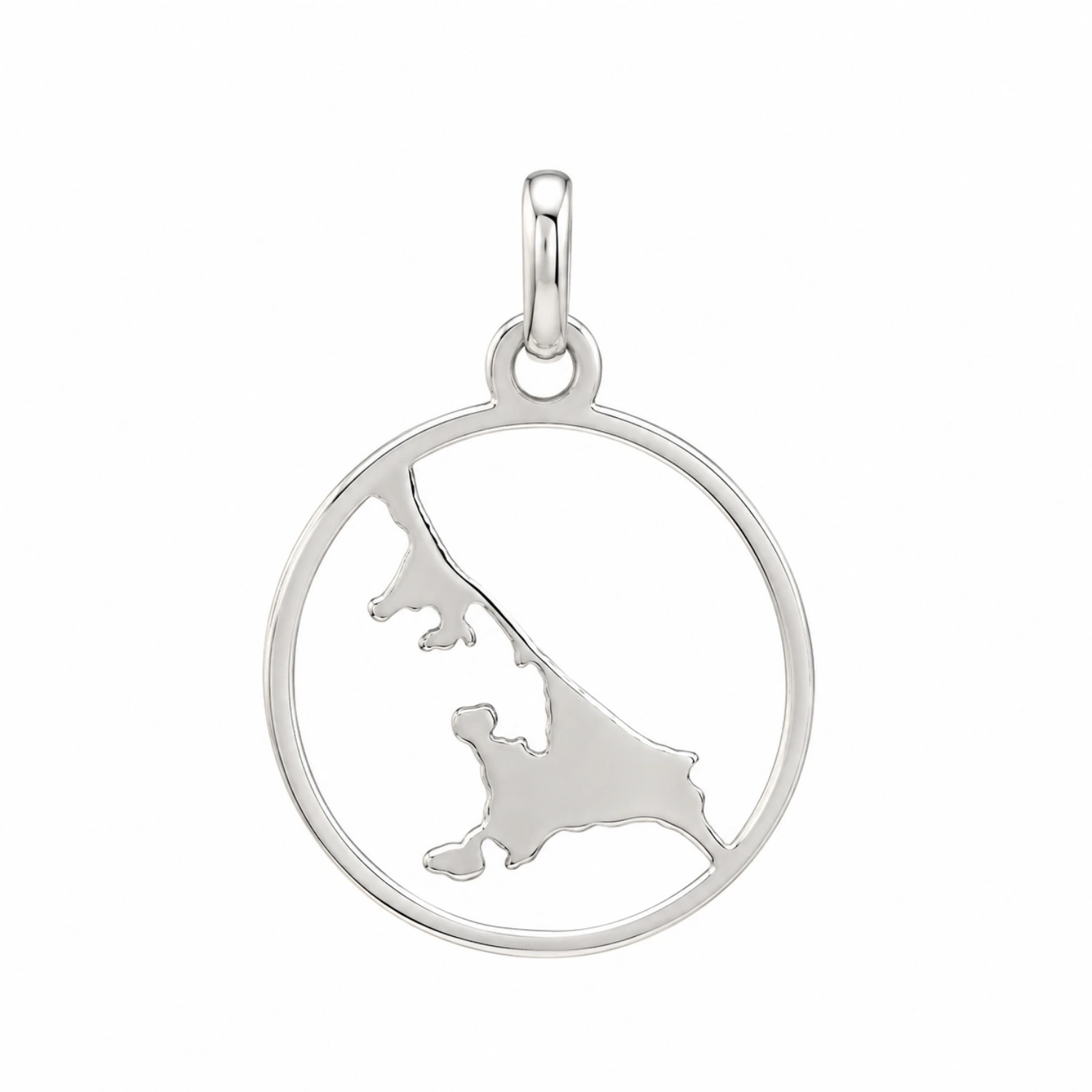 anhaenger-silber-925-insel-usedom-kreis Anhänger Silber 925 Insel Usedom im Kreis mit feinem Insel Umriss; Usedom Souvenir