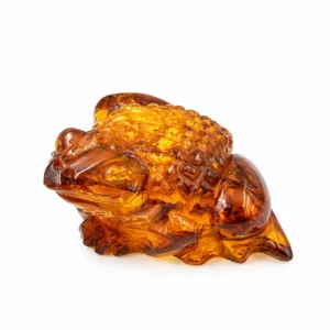 Bernstein-Frosch - kleines Unikat aus Ostseebernstein, geschnitzte Tierfigur; Dekorationsfigur in Froschform