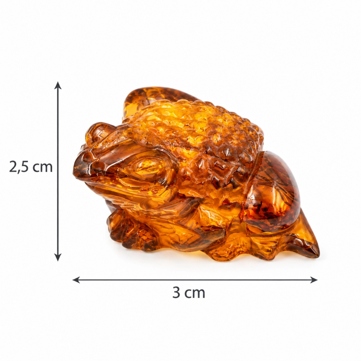 bernstein-frosch-kleines-unikat-cognac-lineal Bernstein-Frosch - kleines Unikat aus Ostseebernstein, geschnitzte Tierfigur; Dekorationsfigur in Froschform