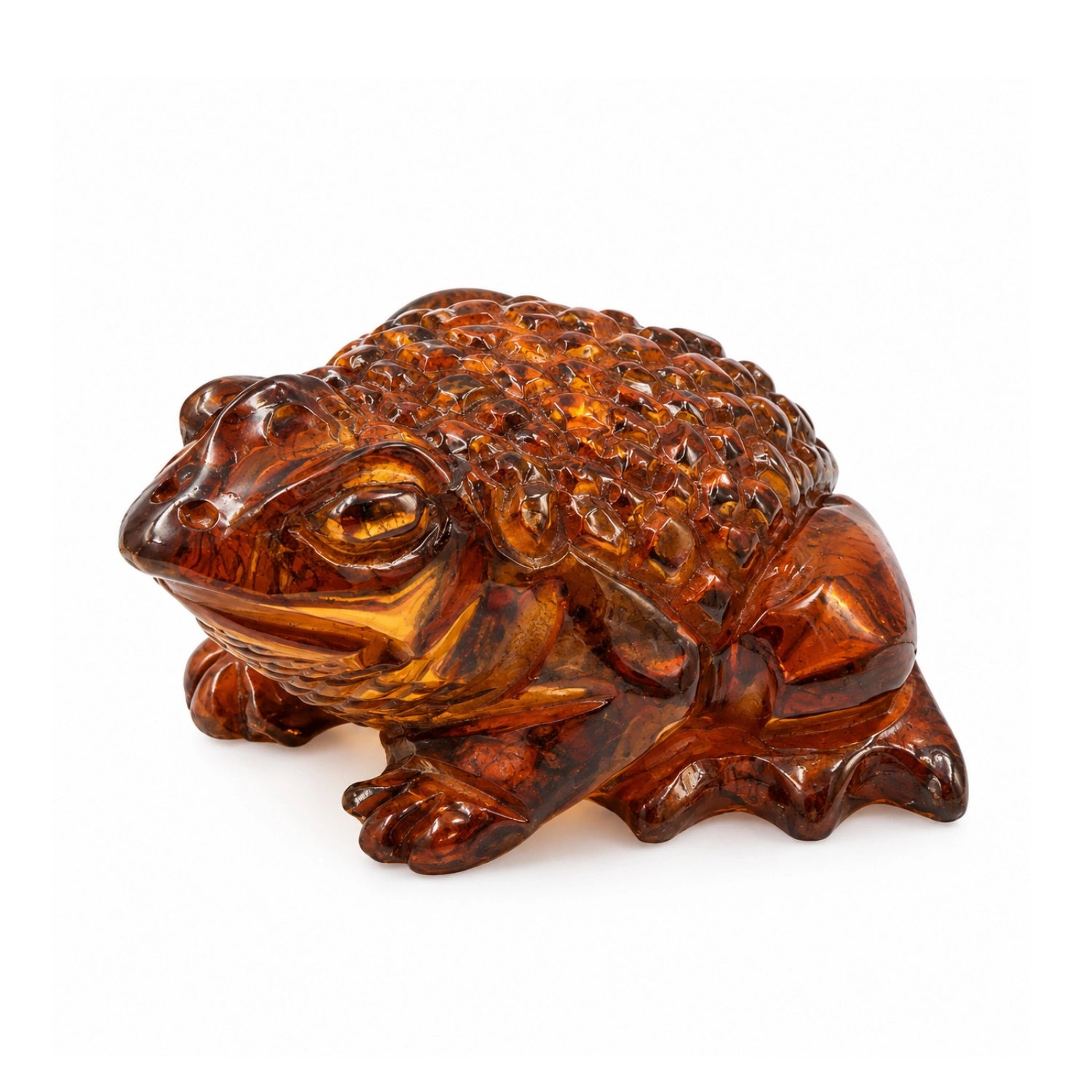 bernstein-frosch-unikat-in-cognac Bernstein-Frosch, handgeschnitzte Dekorationsfigur aus Cognac-Bernstein; elegante Bernstein Dekoration