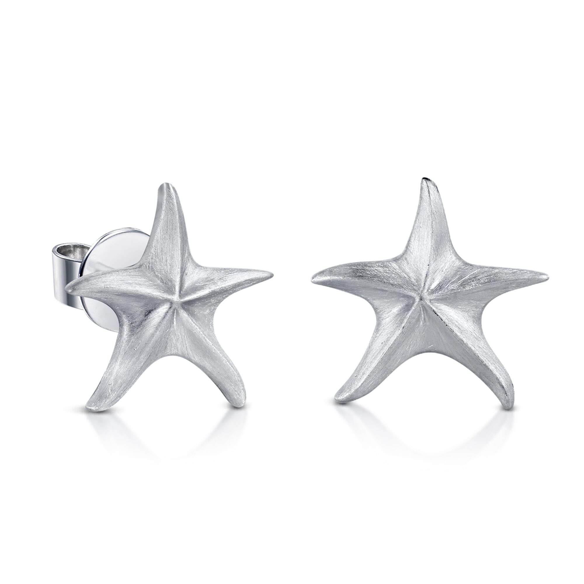 ohrstecker-silber-925-seestern-matt-2 Ohrstecker Silber 925 Seestern matt fein mattierte Oberfläche, maritime Seesternform, rhodiniert.