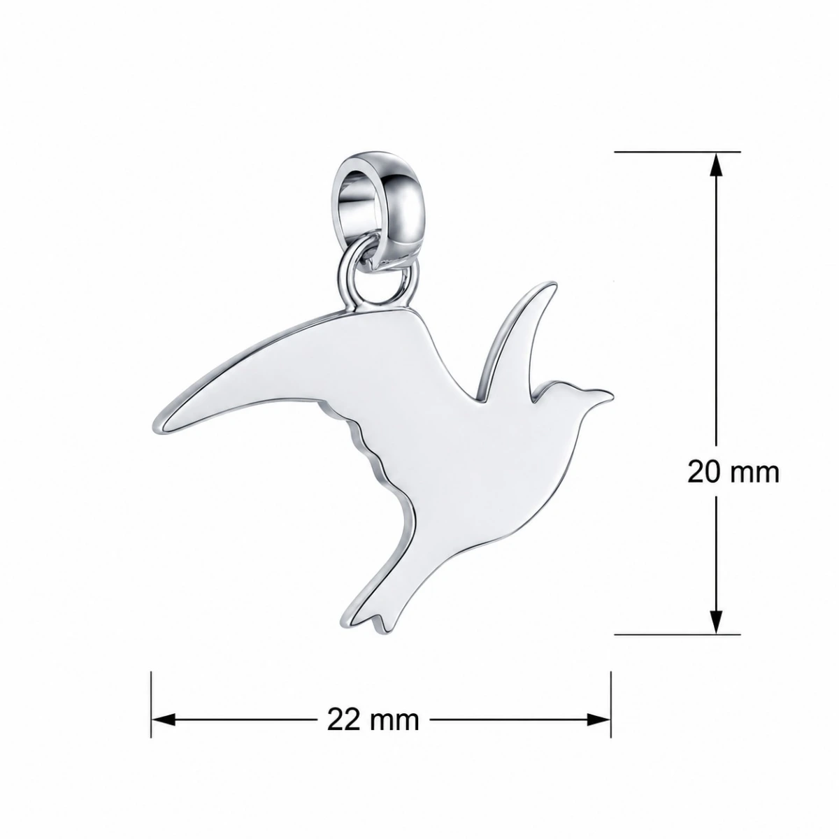 anhaenger-silber-925-schwebende-moewe-lineal Anhänger Silber 925 Schwebende Möwe aus rhodiniertem und poliertem Silber; Maritimer Schmuck