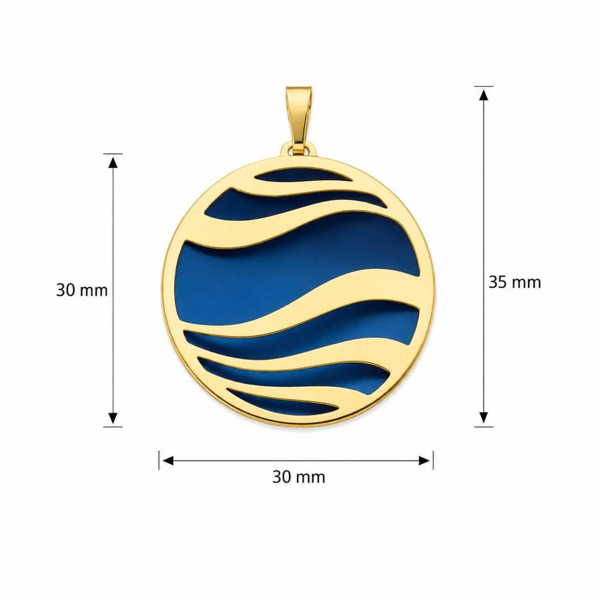 anhaenger-silber-925-vergoldet-mit-titan-welle-blau-lineal Eleganter Anhänger Silber 925 vergoldet mit Titan Welle Blau, runder Anhänger mit maritimem Wellenmotiv