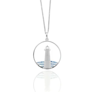 Anhänger Silber 925 Zirkonia Leuchtturm blau; schönes Ostsee Souvenir; Ostsee Schmuck