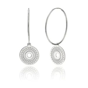 Creole Silber Mandala – runde Ohrringe mit feinem Mandala-Ornament aus Sterling-Silber