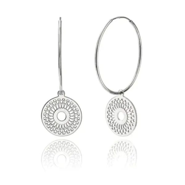 Creole Silber Mandala – runde Ohrringe mit feinem Mandala-Ornament aus Sterling-Silber