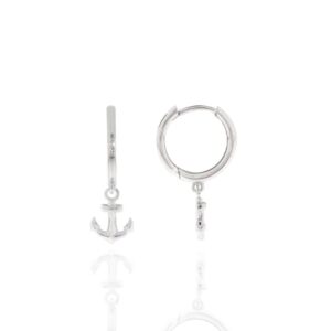 Creole Silber mit Anker – maritimer Ohrschmuck aus 925er Silber.