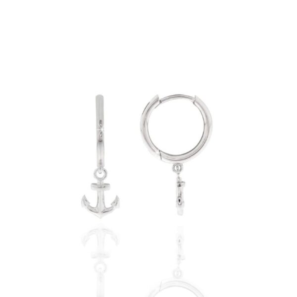 Creole Silber mit Anker – maritimer Ohrschmuck aus 925er Silber.