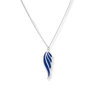Halskette Silber Libellenflügel Blau mit stilisiertem Anhänger aus Silber und blauer Titan