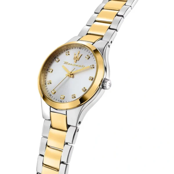 Maserati ATTREZIONE Damenuhr 30mm – elegante Damenarmbanduhr in Silber mit Maserati-Logo