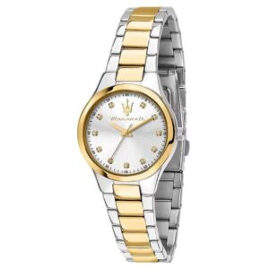 Maserati ATTREZIONE Damenuhr 30mm – elegante Damenarmbanduhr in Silber mit Maserati-Logo