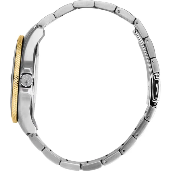 Maserati COMPETIZIONE R8873600007 Herrenuhr – limitierte 43 mm Edelstahl-Uhr in Blau-Gold mit Datum und Geschenkbox mit Armband