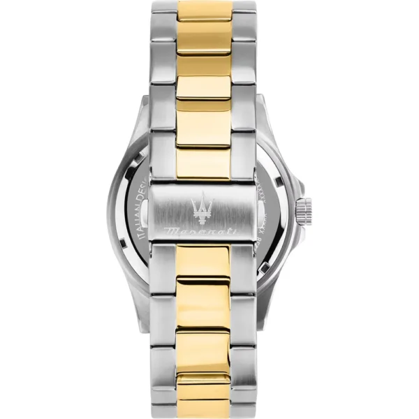 Maserati COMPETIZIONE R8873600007 Herrenuhr – limitierte 43 mm Edelstahl-Uhr in Blau-Gold mit Datum und Geschenkbox mit Armband