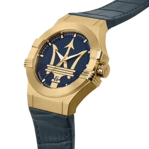 Maserati POTENZA R8851108035 Herrenuhr 42mm Blue Gold – Herrenuhr mit Lederband und goldfarbenem Gehäuse