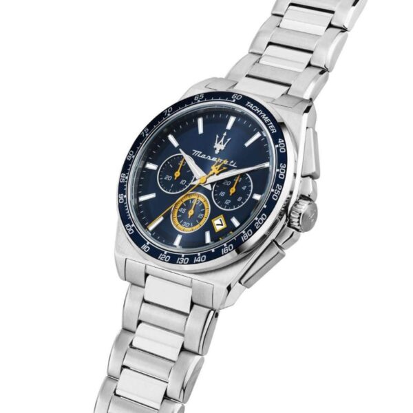 Maserati Velocita R8873652001 Herrenuhr – Chronograph 43 mm mit Edelstahl- & Lederarmband im limitierten Geschenkset