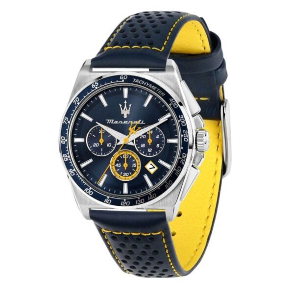 Maserati Velocita R8873652001 Herrenuhr – Chronograph 43 mm mit Edelstahl- & Lederarmband im limitierten Geschenkset