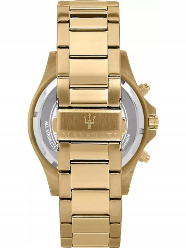 Maserati SFIDA R8873640008 Herrenuhr – 44 mm Chronograph in Gelbgold mit Edelstahlarmband und Stoppfunktion
