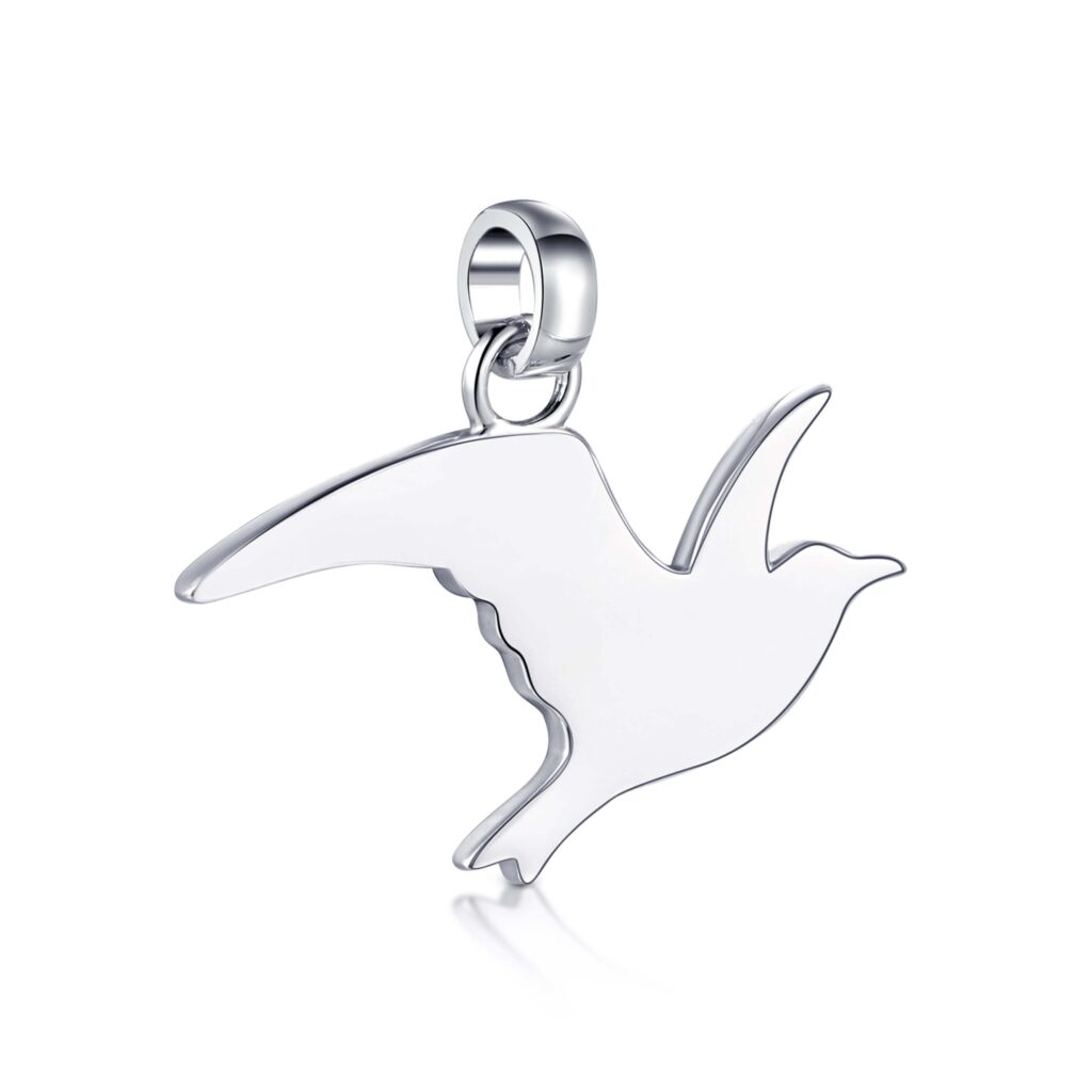 Rhodinierter Anhänger aus 925er Silber in Form einer fliegenden Möwe – maritimer Schmuck mit Symbolkraft