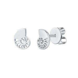 Rhodinierte Ohrstecker Silber Nautilus Muschel – filigrane Ohrstecker mit Spiral-Muscheldesign.