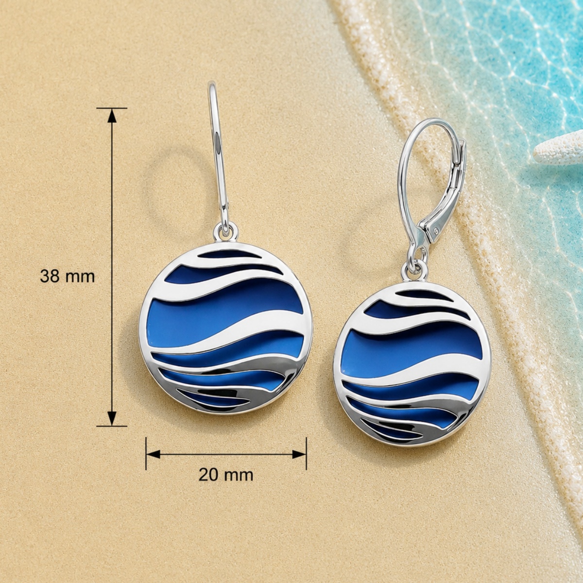 ohrhaenger-silber-925-welle-blau-4 Ohrhänger Silber 925 mit Titan Welle Blau - maritime Ohrringe rhodiniert; mit Wellenmotiv