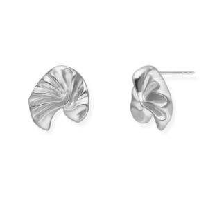 Ohrstecker Silber Seerosenblatt – plastisch geformte Ohrstecker aus 925 Silber in Blattdesign