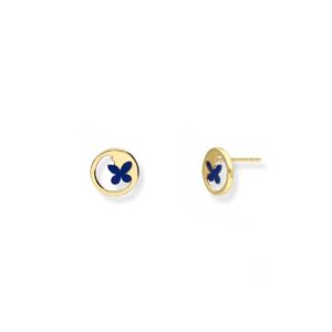 Ohrstecker Silber vergoldet Sommerwiese – kleine goldene Stecker mit blauer Blume