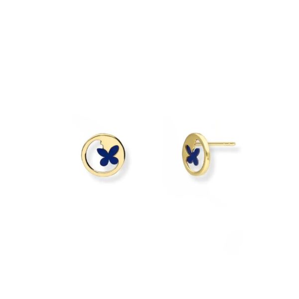 Ohrstecker Silber vergoldet Sommerwiese – kleine goldene Stecker mit blauer Blume