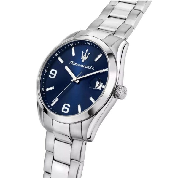 Maserati ATTRAZIONE R8853151013 Herrenuhr 43mm Silver Blue mit Edelstahlarmband und Datumsanzeige