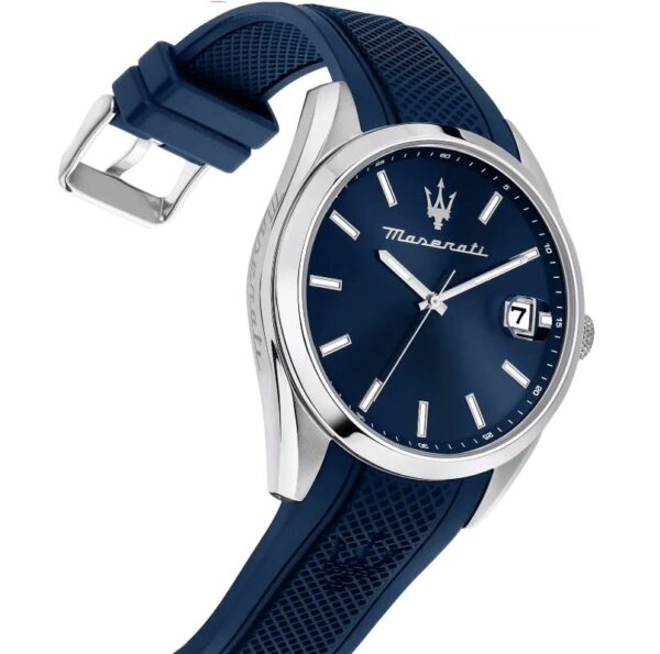 Maserati ATTRAZIONE R8851151005 Herrenuhr 43mm Blau mit Silikonarmband und Datumsanzeige