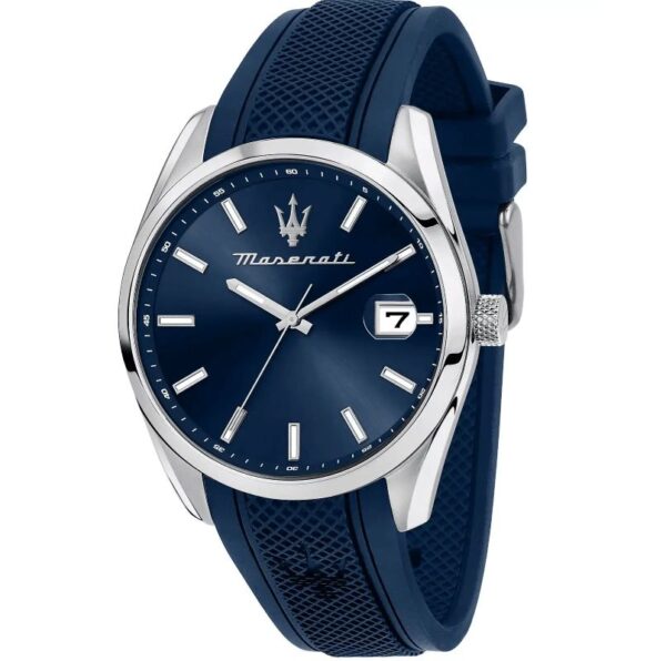 Maserati ATTRAZIONE R8851151005 Herrenuhr 43mm Blau mit Silikonarmband und Datumsanzeige