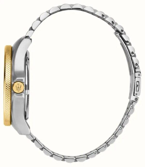 Maserati SFIDA R8853140009 Herrenuhr 44mm silber gold mit schwarzem Zifferblatt