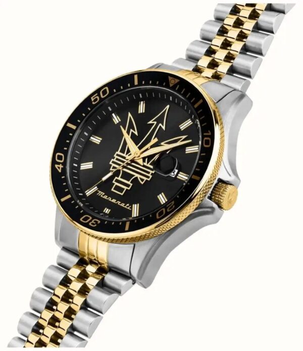 Maserati SFIDA R8853140009 Herrenuhr 44mm silber gold mit schwarzem Zifferblatt