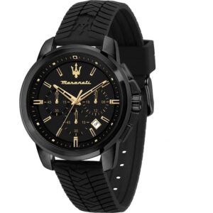 Maserati SUCCESSO R8871621011 Herrenuhr 43mm schwarz mit Silikonarmband