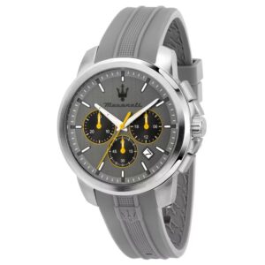 Maserati SUCCESSO R8871621043 Herrenuhr 42mm grau mit Silikonarmband und Chronograph