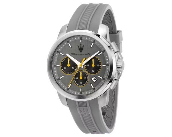 Maserati SUCCESSO R8871621043 Herrenuhr 42mm grau mit Silikonarmband und Chronograph