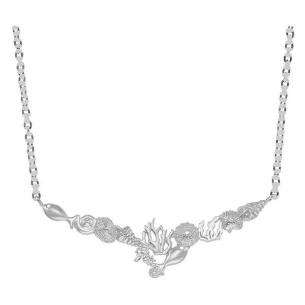 Meeresleben Halskette Silber mit maritimen Motiven wie Korallen, Muscheln und Seesternen