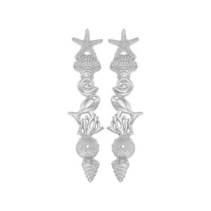 Meeresleben Ohrstecker aus Silber mit maritimen Motiven: Seestern, Fisch, Koralle, Muschel