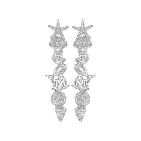 Meeresleben Ohrstecker aus Silber mit maritimen Motiven: Seestern, Fisch, Koralle, Muschel
