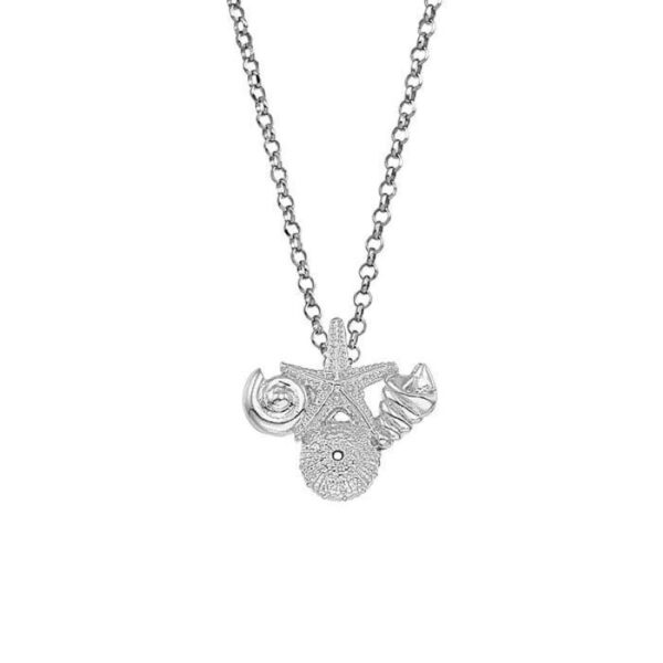 Meeresleben Seesterne Halskette Silber mit Seestern und Muscheln aus 925 Silbe