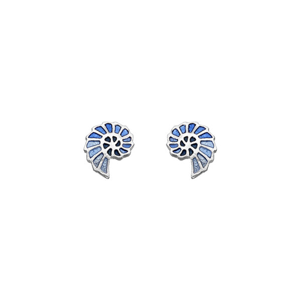 Ohrstecker Silber Nautilusmuschel Blau