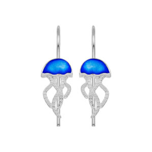 Ohrringe Silber Qualle Blau mit blauer Emaille
