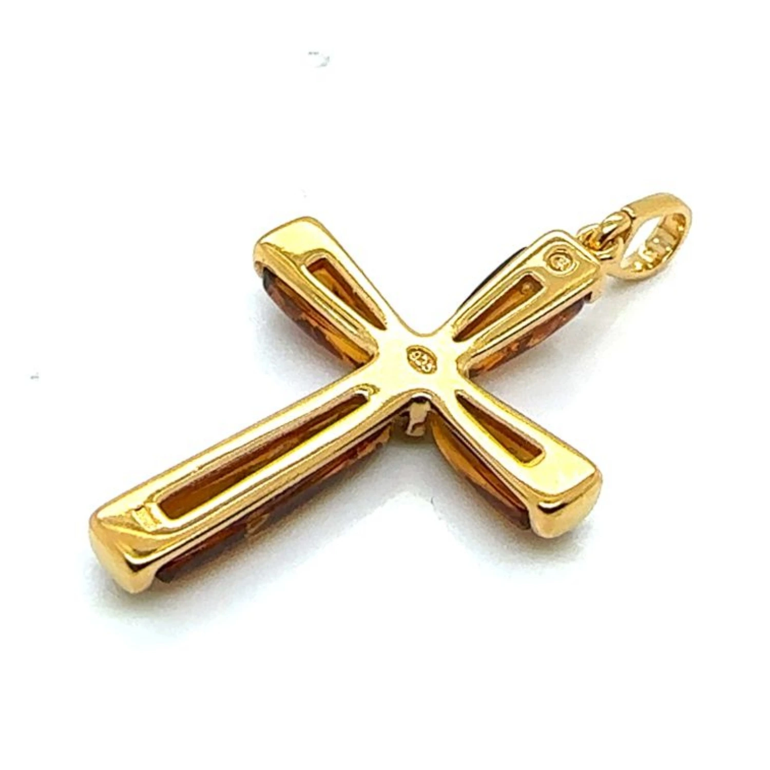 anhaenger-silber-925-24k-vergoldet-bernstein-kreuz-rueckseite Anhänger Silber 925 24k vergoldet Bernstein Kreuz Cognac; eleganter Schmuck mit Ostseebernstein; Bernstein Kettenanhänger Kreuz Unisex
