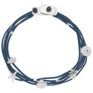Silberarmband mit maritimen Anhängern – Seestern, Muschel, Koralle & Seeigel – Kollektion Meeresleben