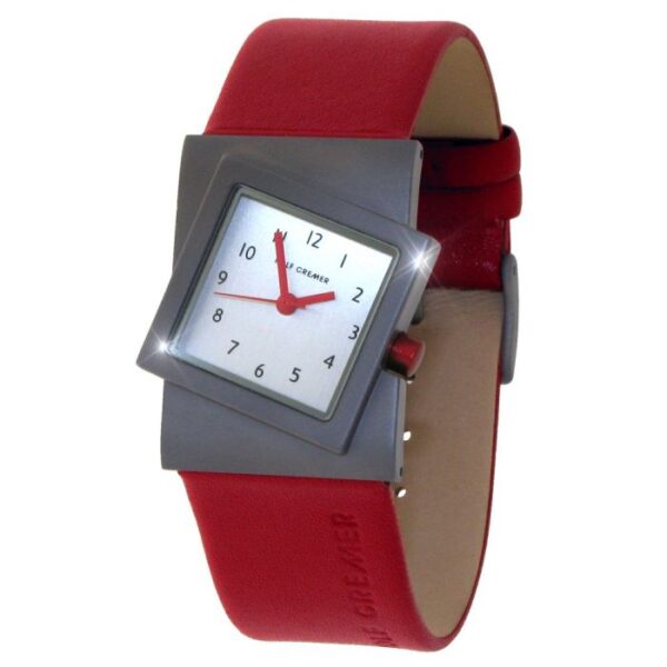 Rolf Cremer Damenuhr Turn 491816 Rot Titan Leder Mineralglas