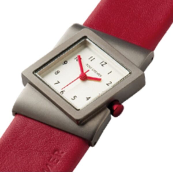Rolf Cremer Damenuhr Turn 491816 Rot Titan Leder Mineralglas